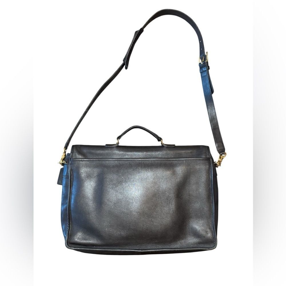 COACH Vintage Rare Morgan Black Leather Briefcase - Picture 3 of 16